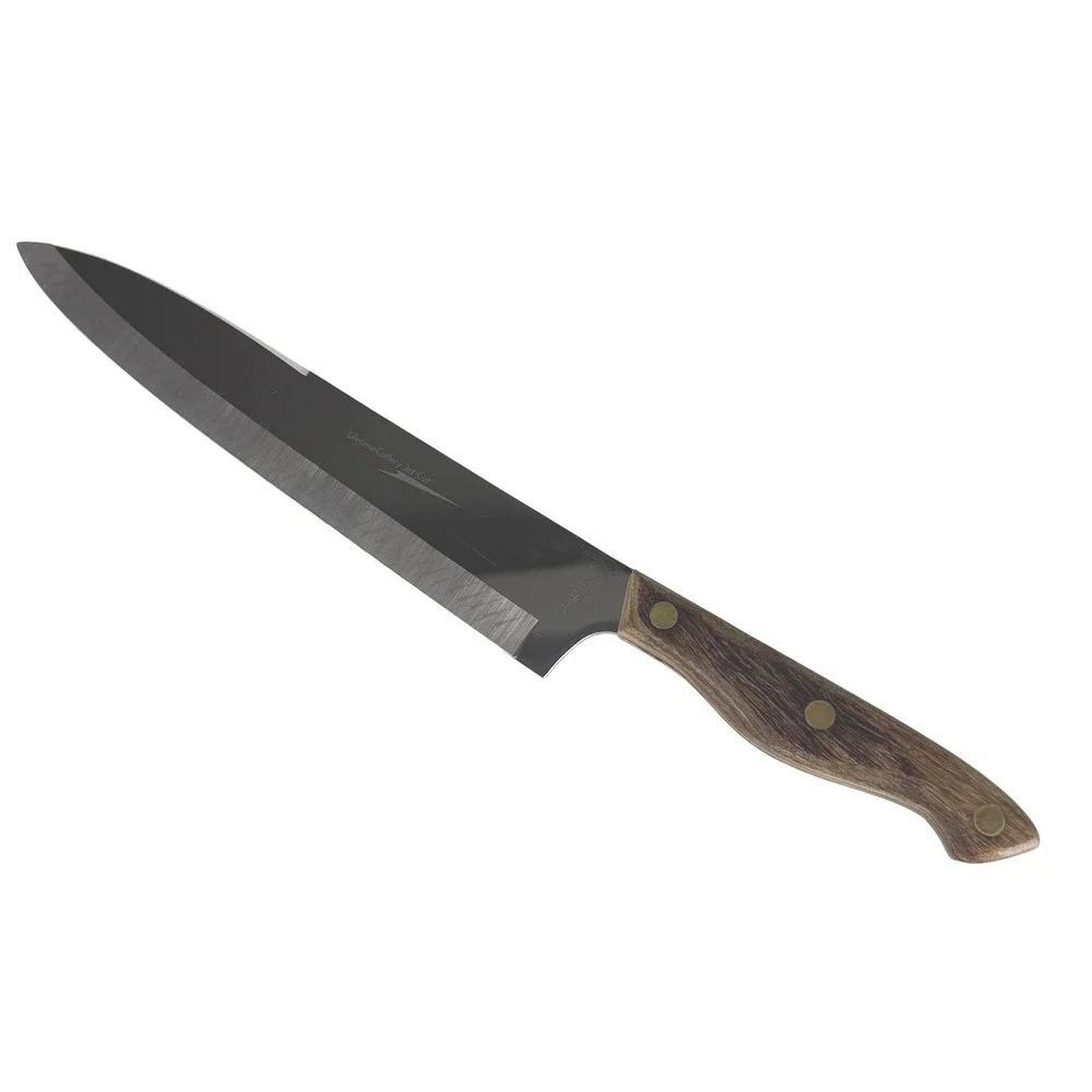 Vintage Lifetime Cutlery Jet-Cut Chef Knife Stainless Japan 400 Wood Handle 14